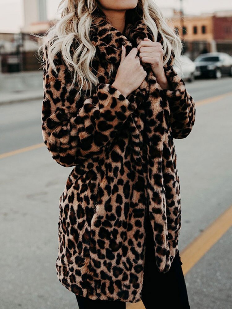 Nora Luxe Lange Imitatiebont Jas