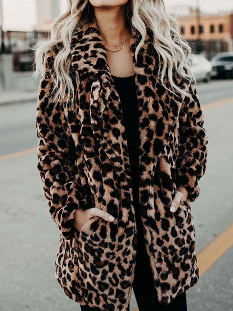 Nora Luxe Lange Imitatiebont Jas