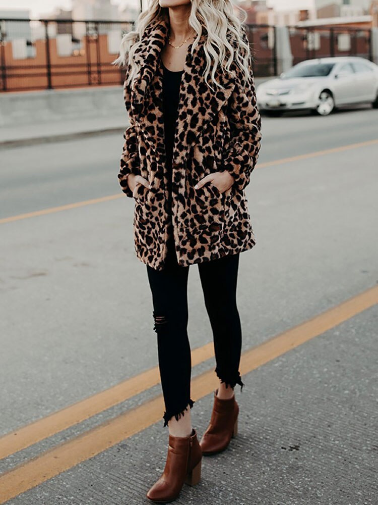 Nora Luxe Lange Imitatiebont Jas